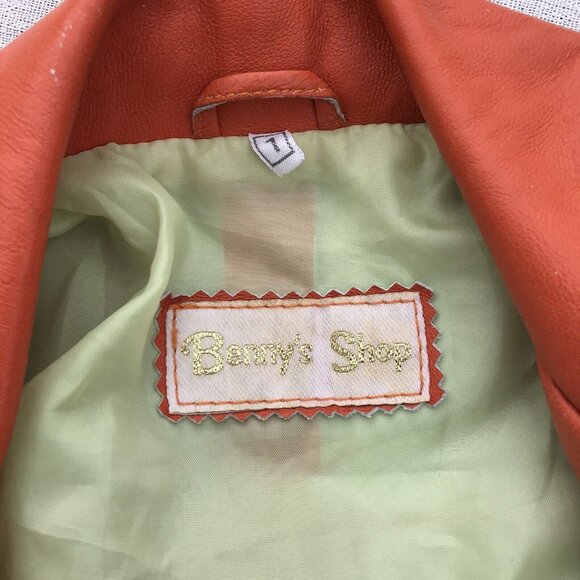 Vtg Lux Imported Turkey Bennys Orange Leather Coat Silk Lined Designer Girls 5 6 - Picture 5 of 16